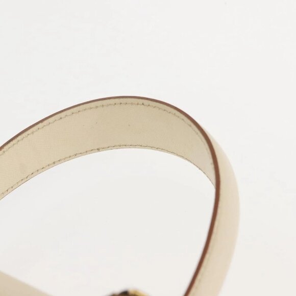 Salvatore Ferragamo Gancini Hand Bag Leather 2way White Gold Auth BA6323 - Picture 9 of 15